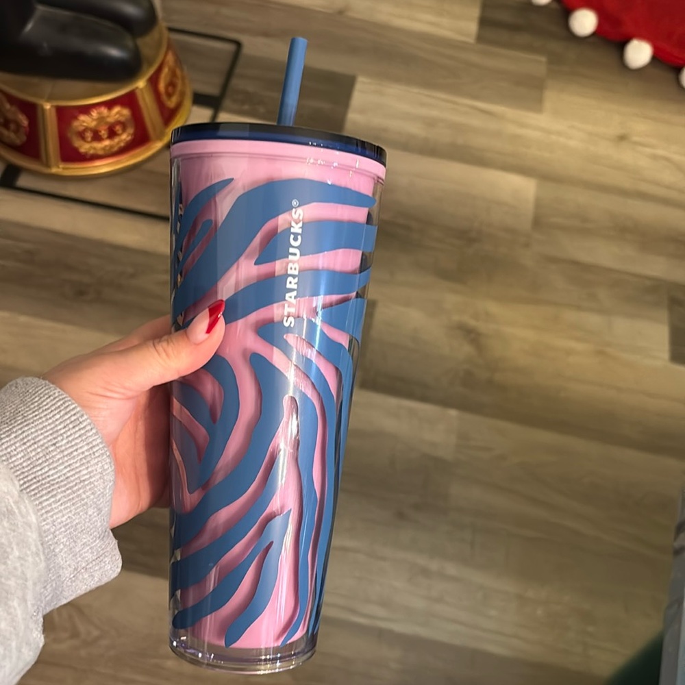 Blue and purple tiger stripped Starbucks venti tumbler never used